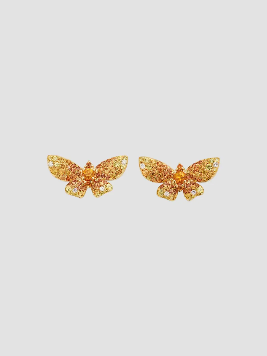 Butterfly 18K Yellow Gold, Yellow Sapphire & 0.07 TCW Diamond Stud Earrings by Stfre
