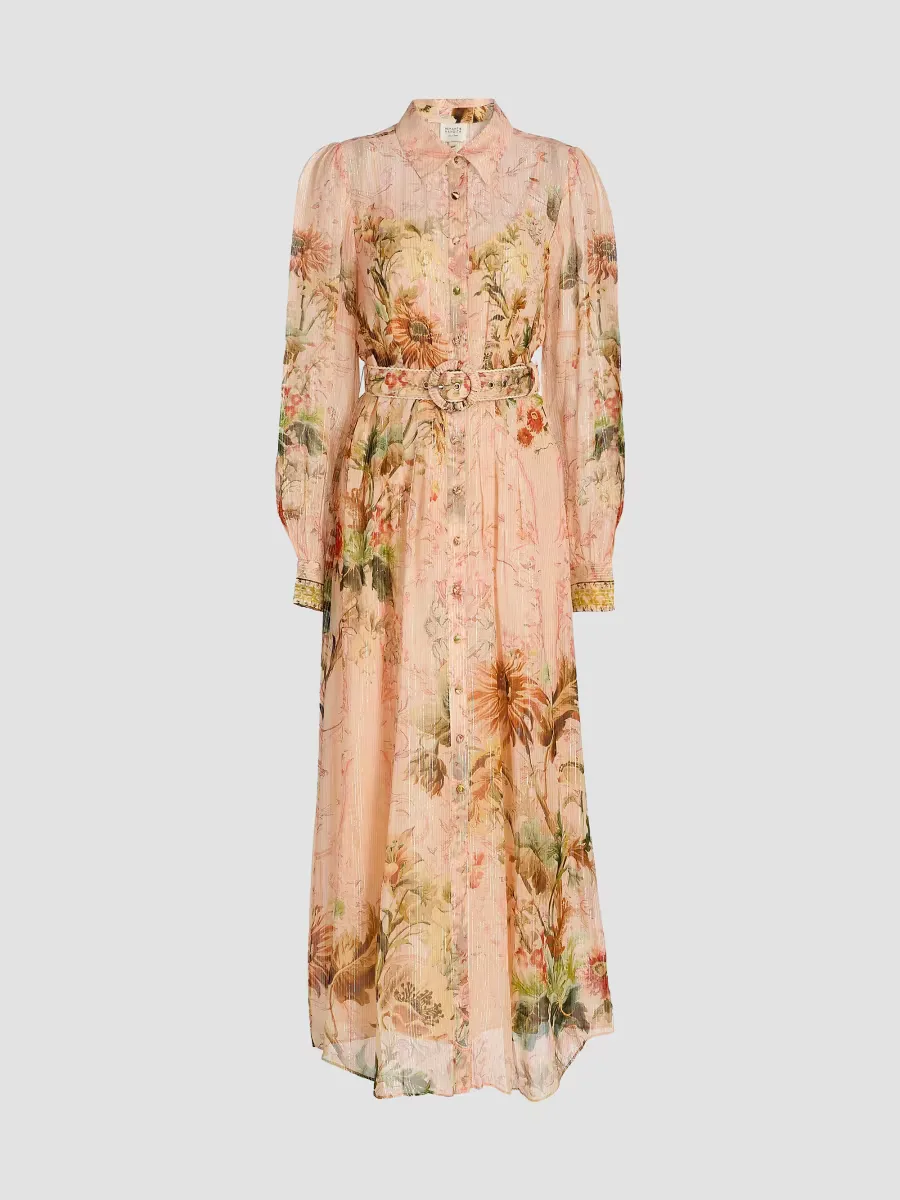 Afya Floral Belted Maxi Shirtdress by Hemant & Nandita