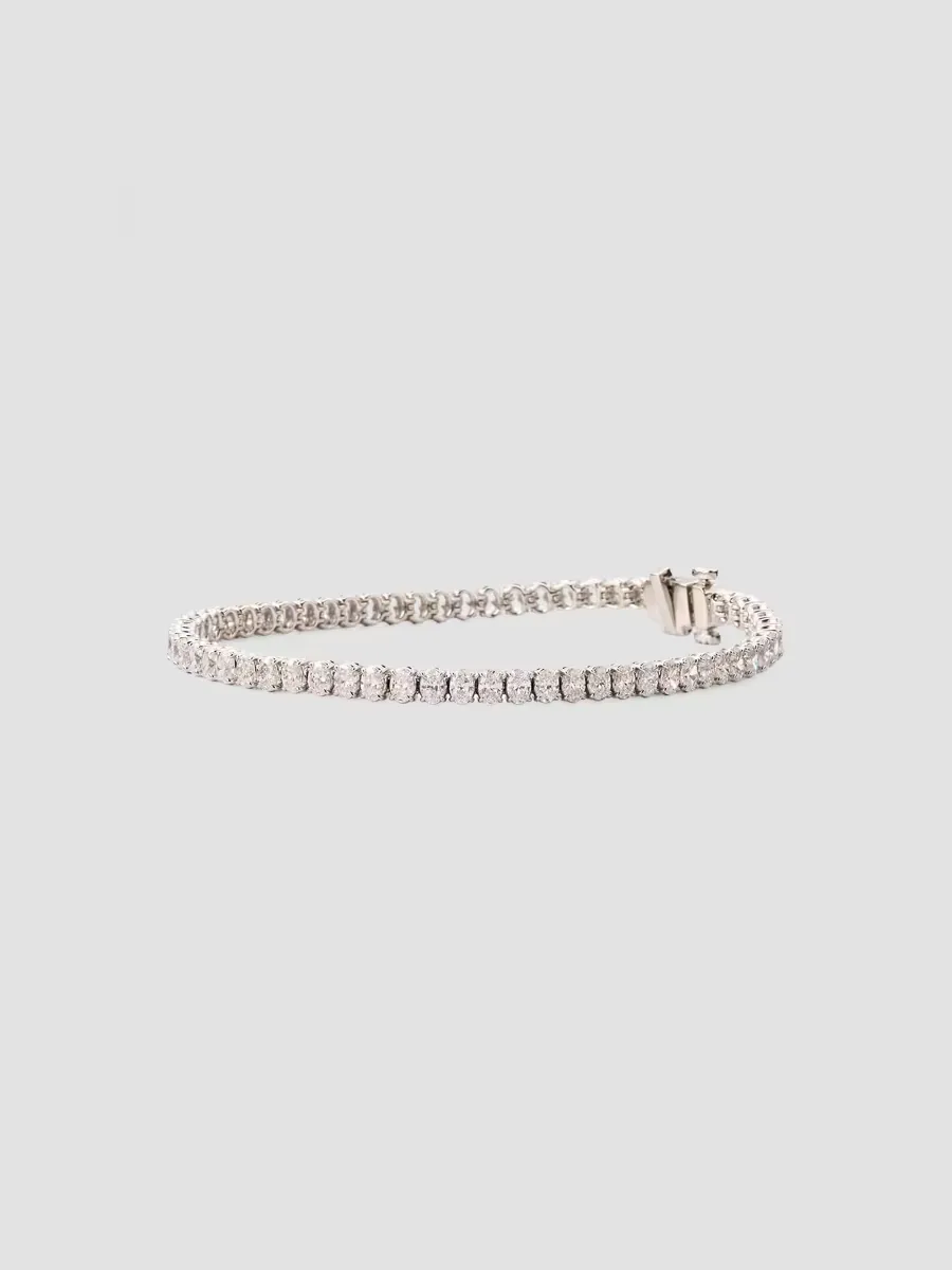 18K White Gold & 6.40 TCW Diamond Tennis Bracelet