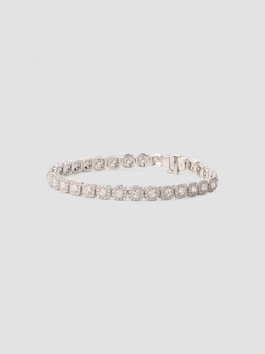 18K White Gold & 4.85 TCW Diamond Halo Tennis Bracelet