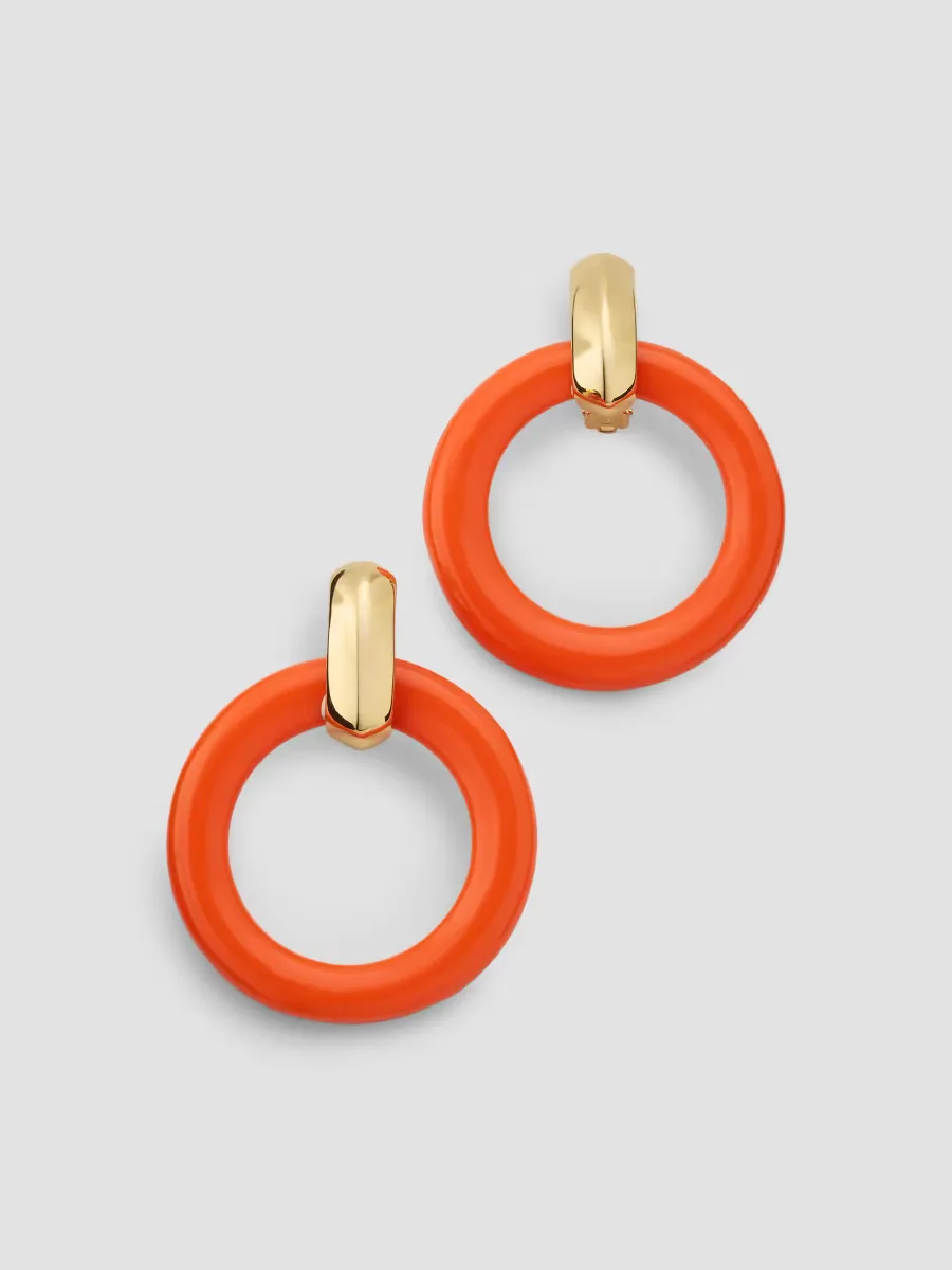 18K-Gold-Plated & Simulated Coral Door Knocker Clip-On Earrings by Kenneth Jay Lane