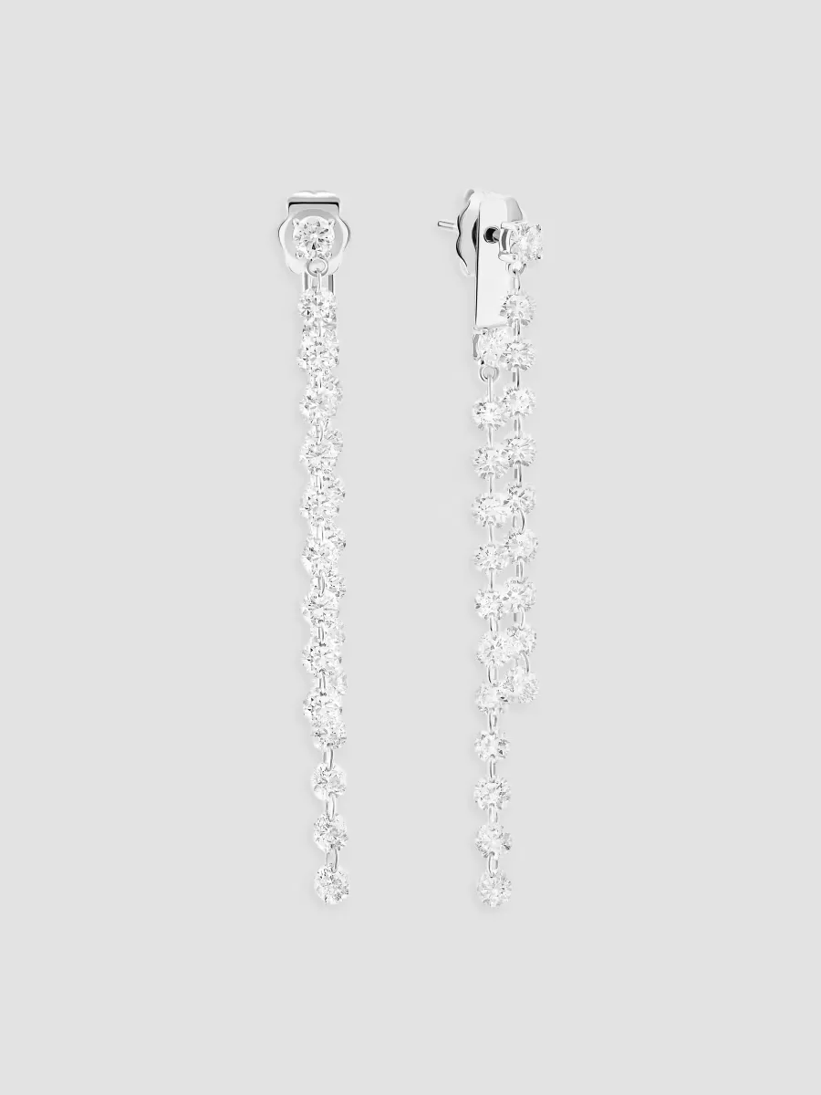 Floating Diamond 14K White Gold & 3.06 TCW Tennis Drop Earrings by Lana