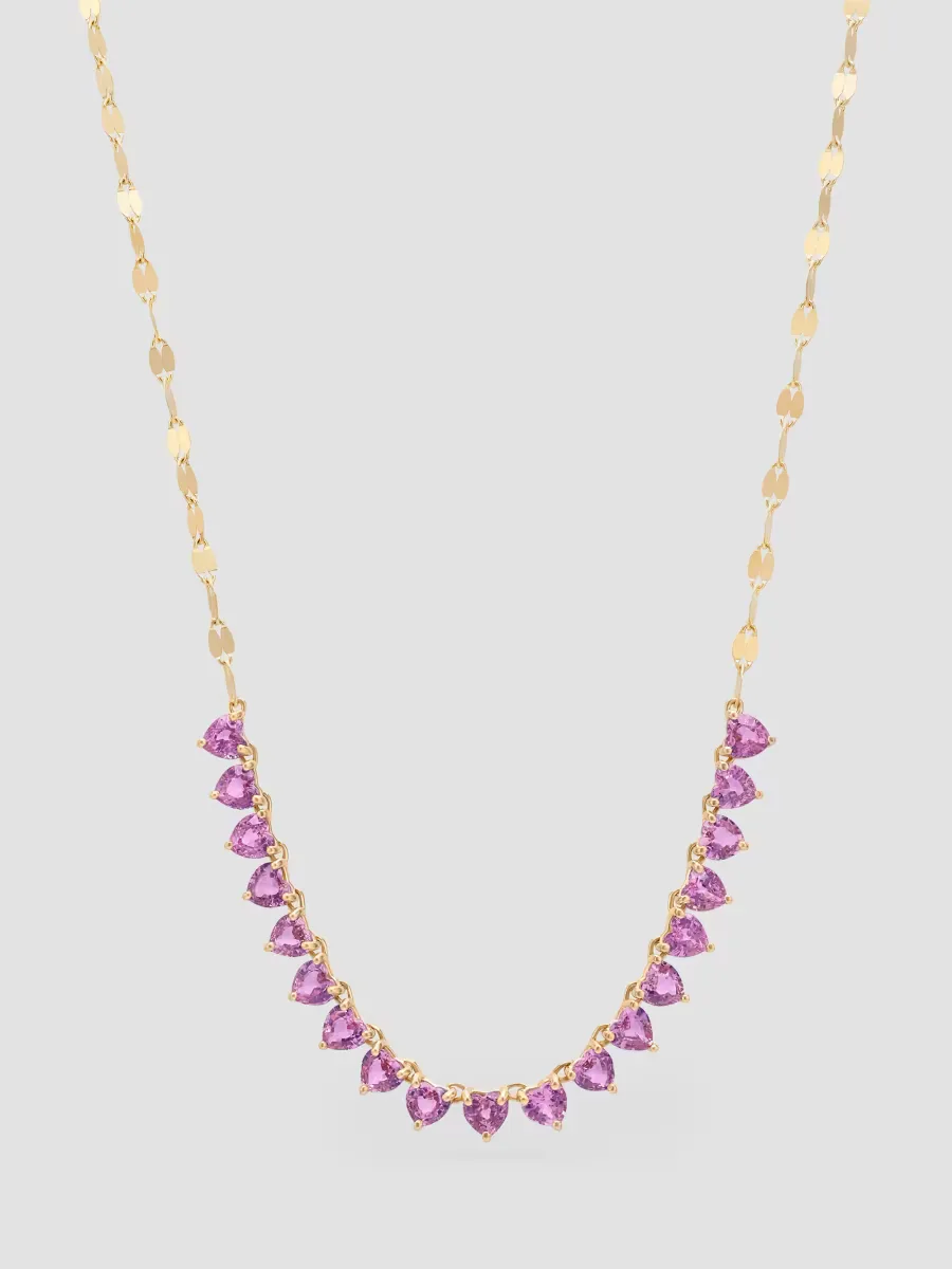 14K Yellow Gold & 6.56 TCW Pink Sapphire Heart Necklace by Lana