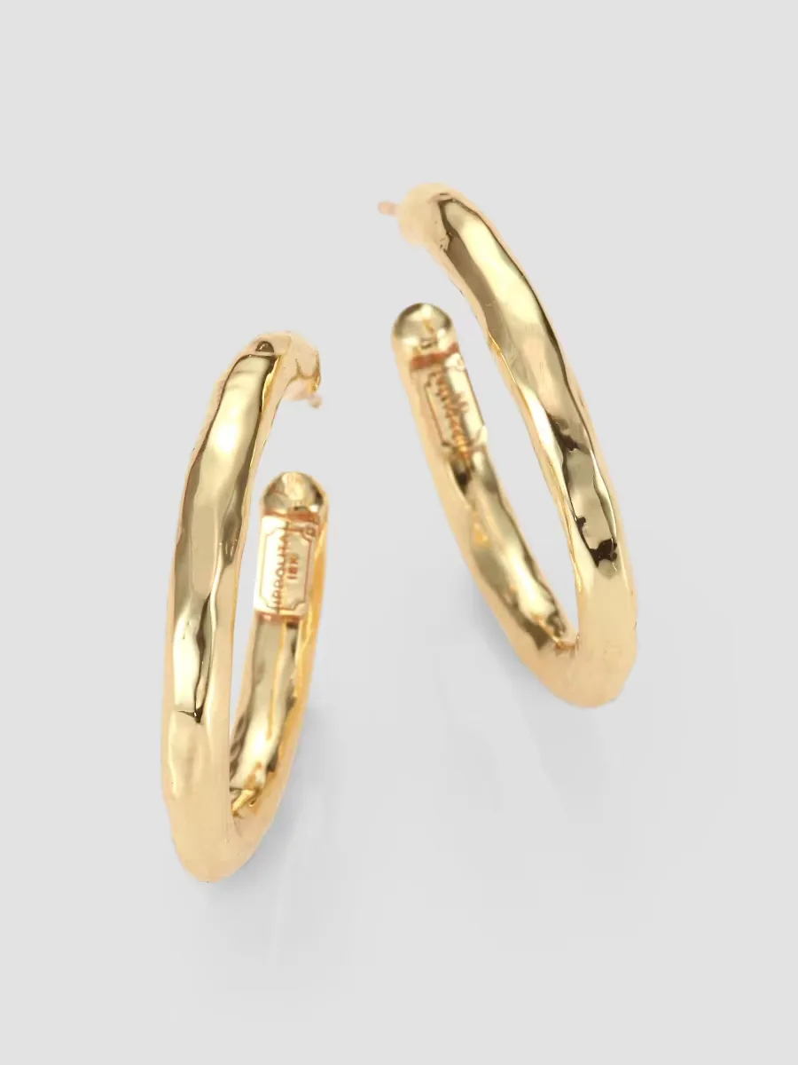 Classico Small 18K Yellow Gold Hammered Hoop Earrings