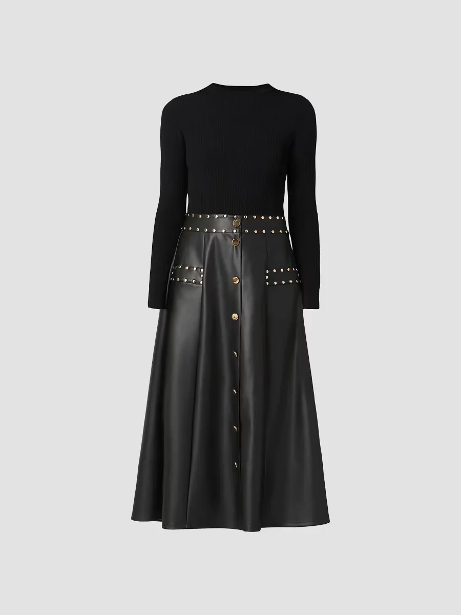 Cleo Mixed-Media Midi-Dress by Shoshanna