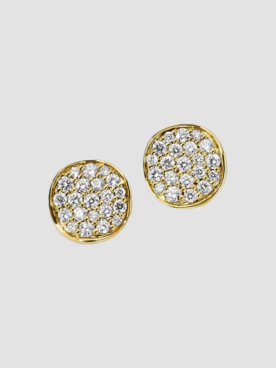 Stardust Mini Flower 18K-Green-Gold & Diamond Disc Stud Earrings
