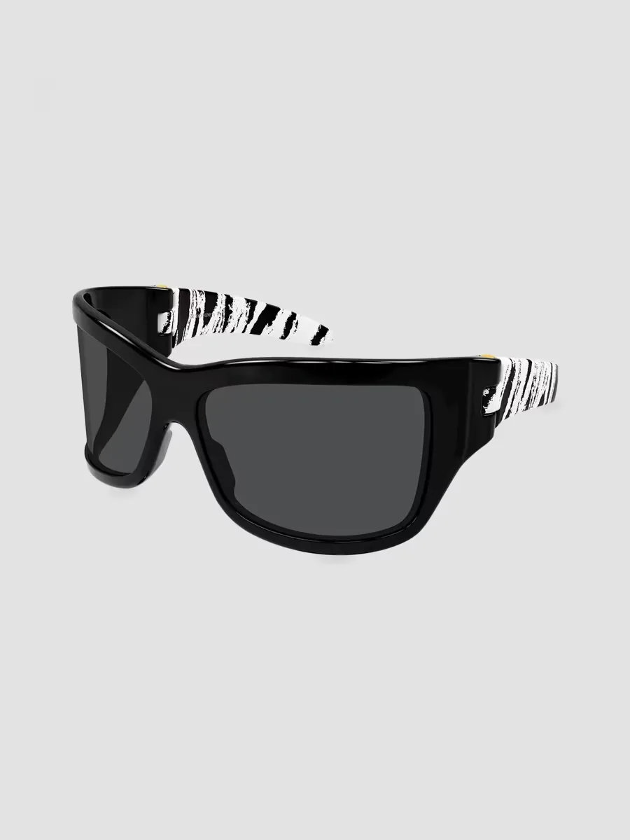 Intrecciato 74MM Oversized Wrap Sunglasses by Bottega Veneta