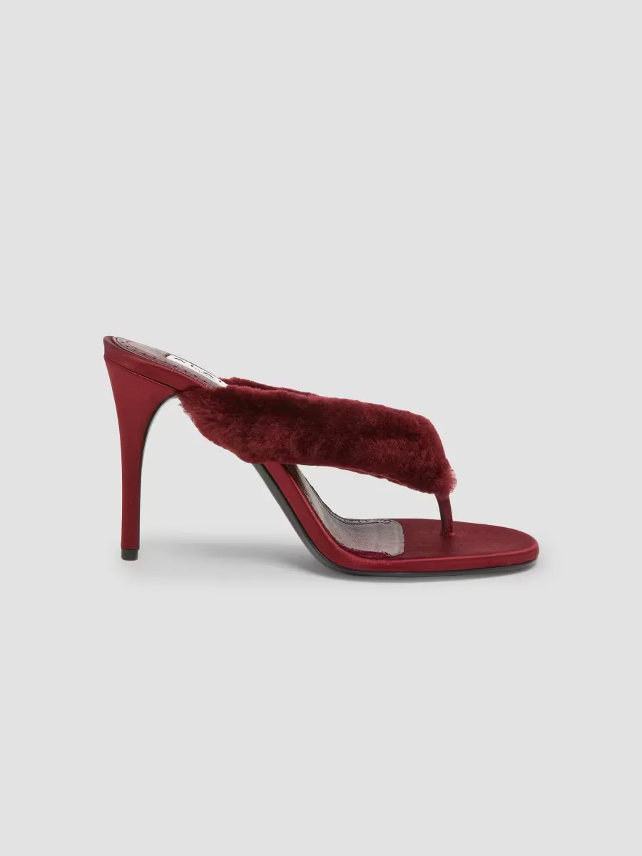 Padded Tong 90MM Shearling Sandals by ALAA