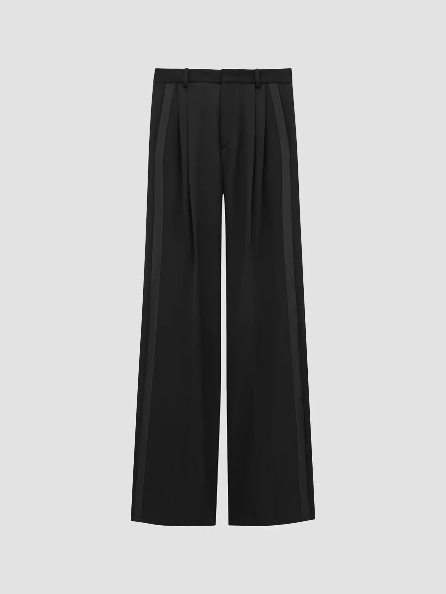 Wide-Leg Tuxedo Pants in Grain De Poudre by Saint Laurent