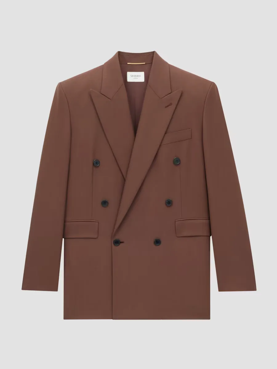 Double-Breasted Jacket in Wool Gabardine by Saint Laurent