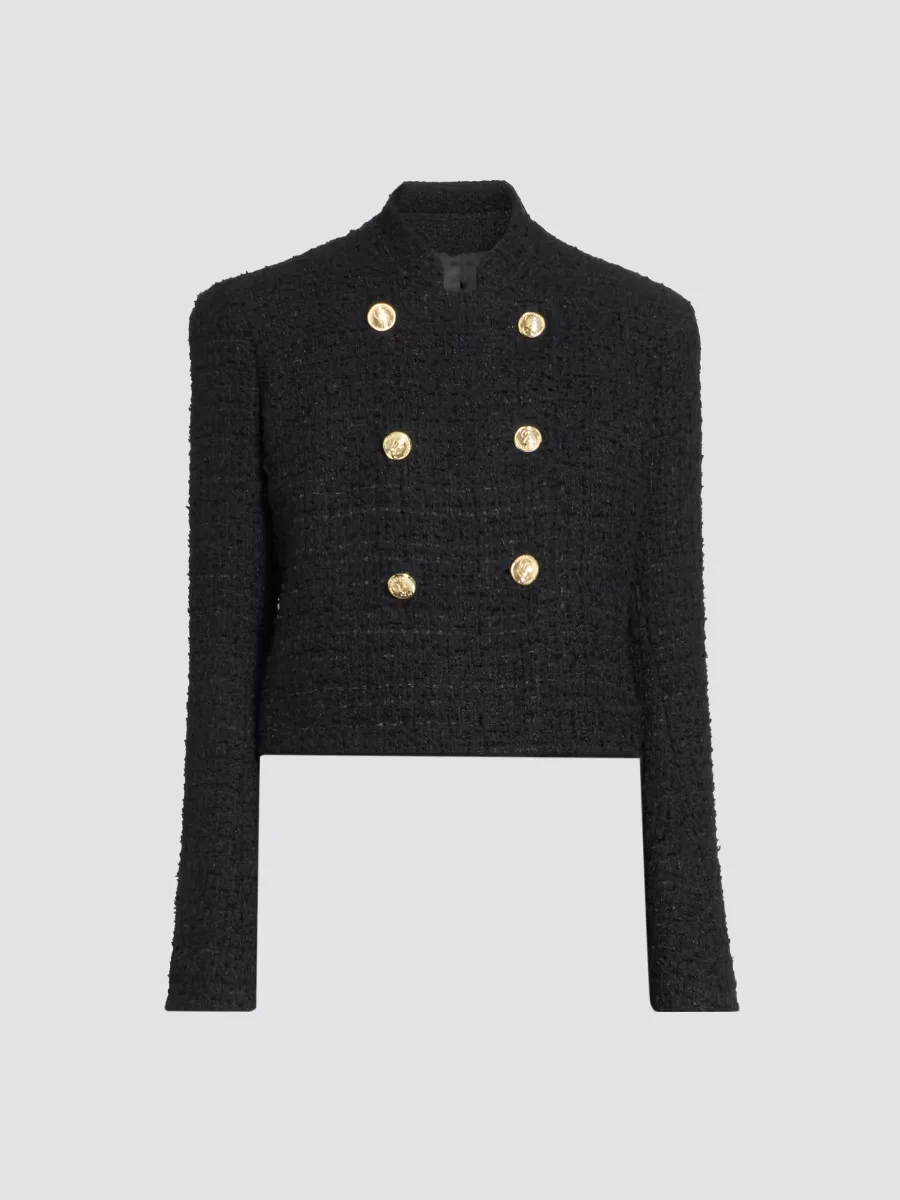 Double-Breasted Tweed Crop Jacket by Balmain