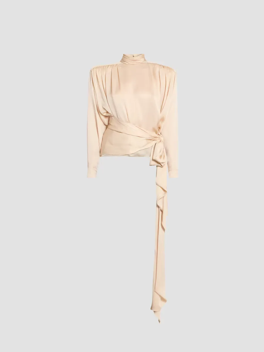 Silk Charmeuse Bow Blouse by Balmain