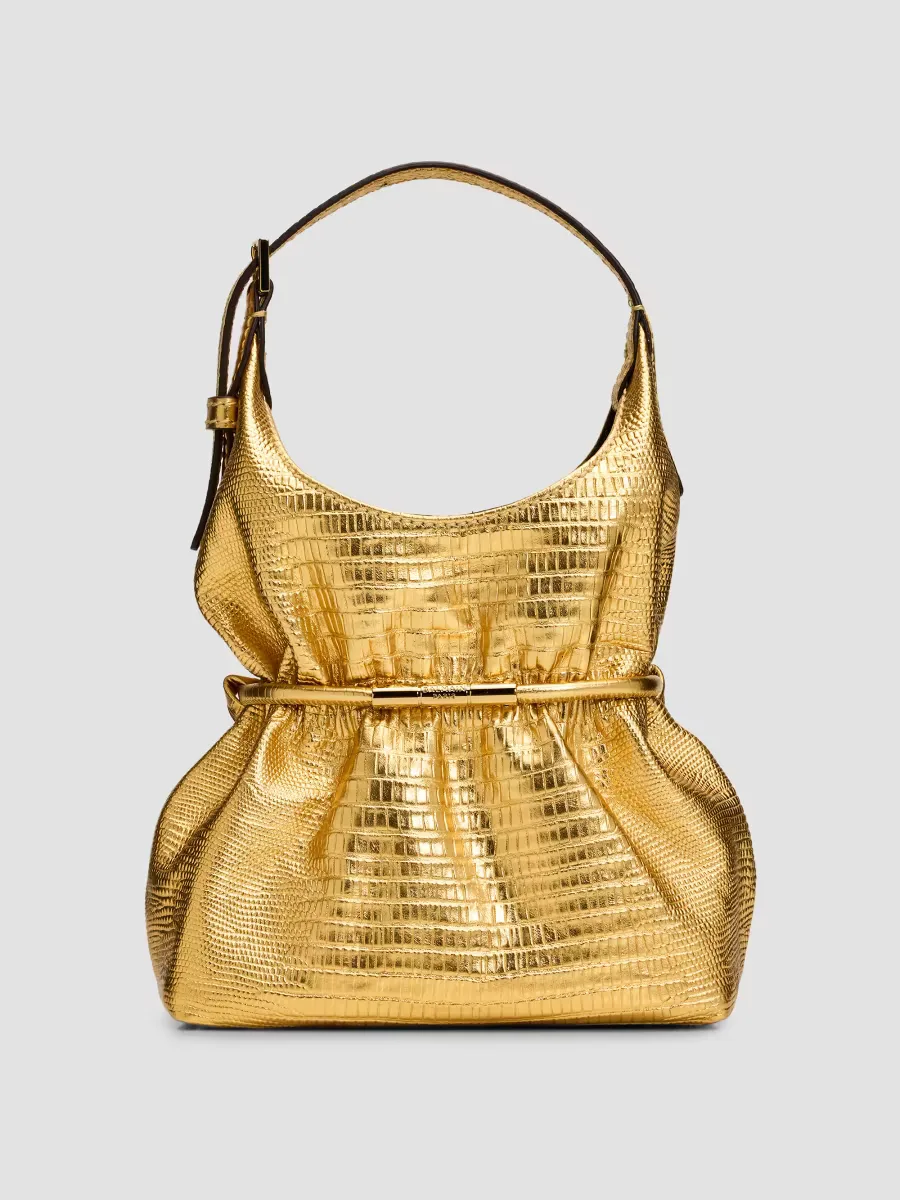 Sphynx Mini Lizard-Embossed Leather Top Handle Bag