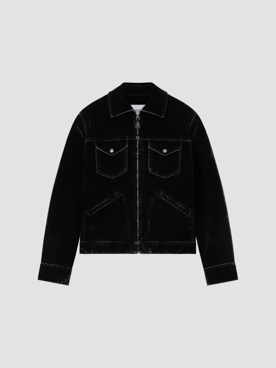 Zipped Jacket in Velvet Effect Denim by GIVENCHY