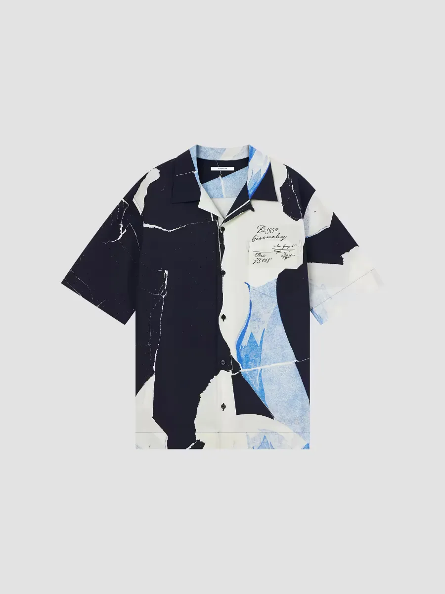 Shirt in Cotton and Silk with Collage Print by GIVENCHY