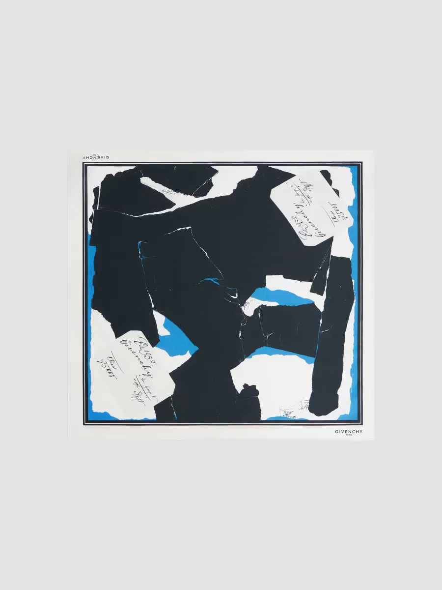 Small Square Scarf in Cotton and Silk with Collage Print by GIVENCHY