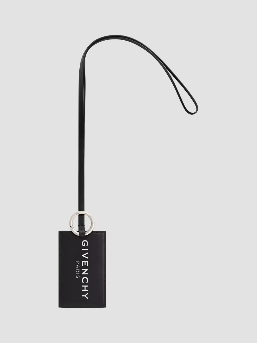 Label Credit Card Key Ring in Jacquard Effect Leather by GIVENCHY