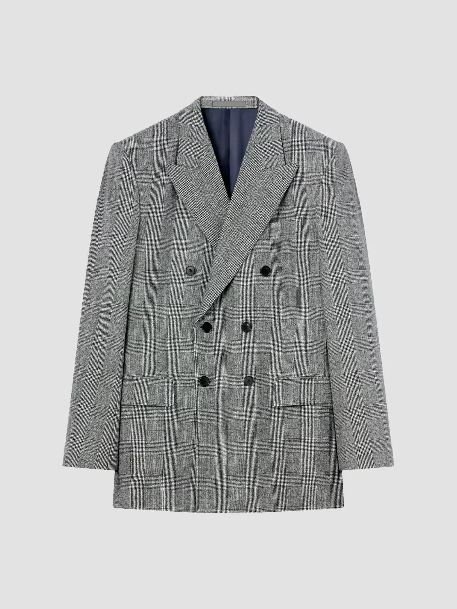 Double-Breasted Fitted Checked Jacket in Wool by GIVENCHY