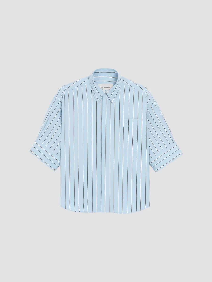 Embossed Ami De Coeur Striped Cotton Shirt