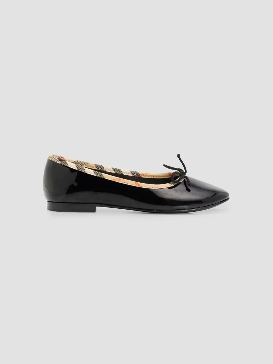 Check-Trim Patent Ballerina Flats by Burberry