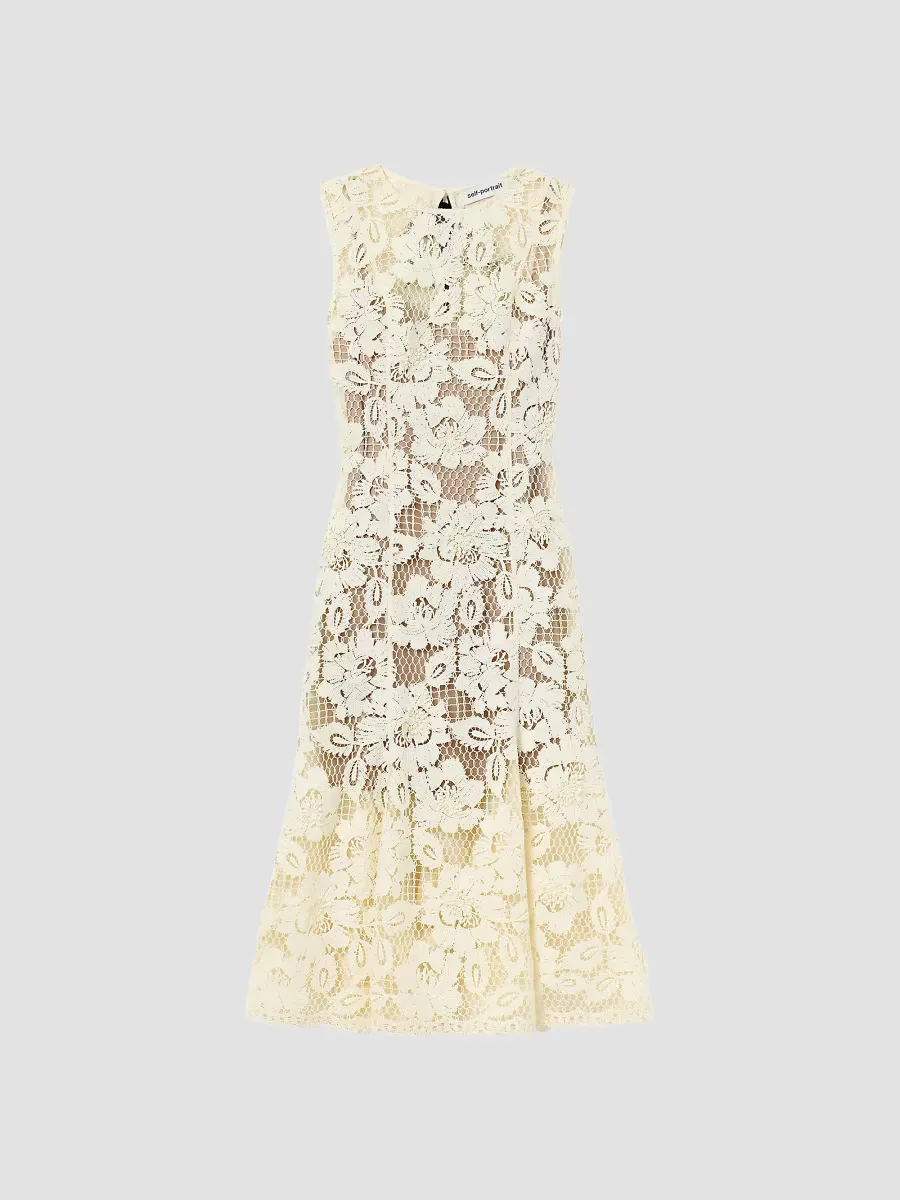 Crochet Lace Midi-Dress by Self Portrait