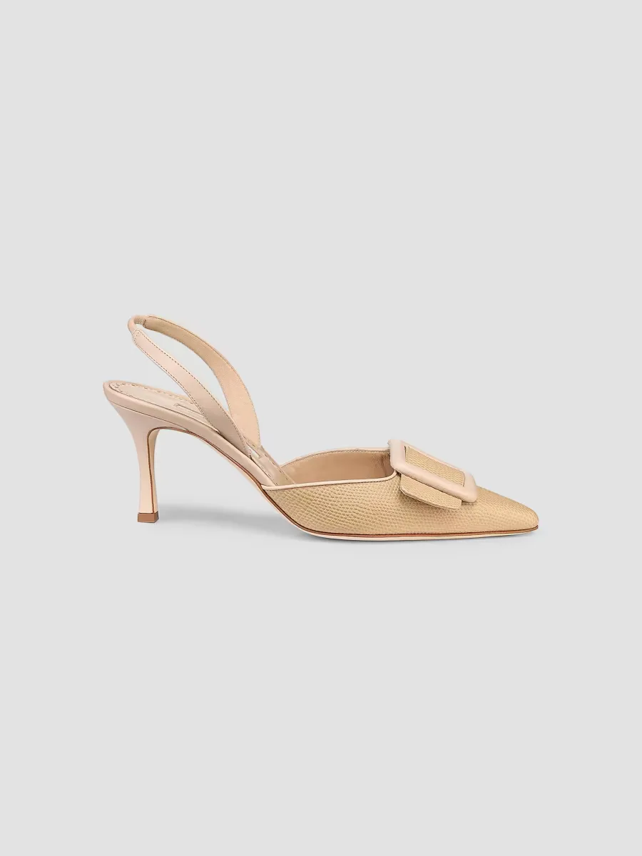 Mayslibi 70MM Textured Leather Slingback Pumps by Manolo Blahnik