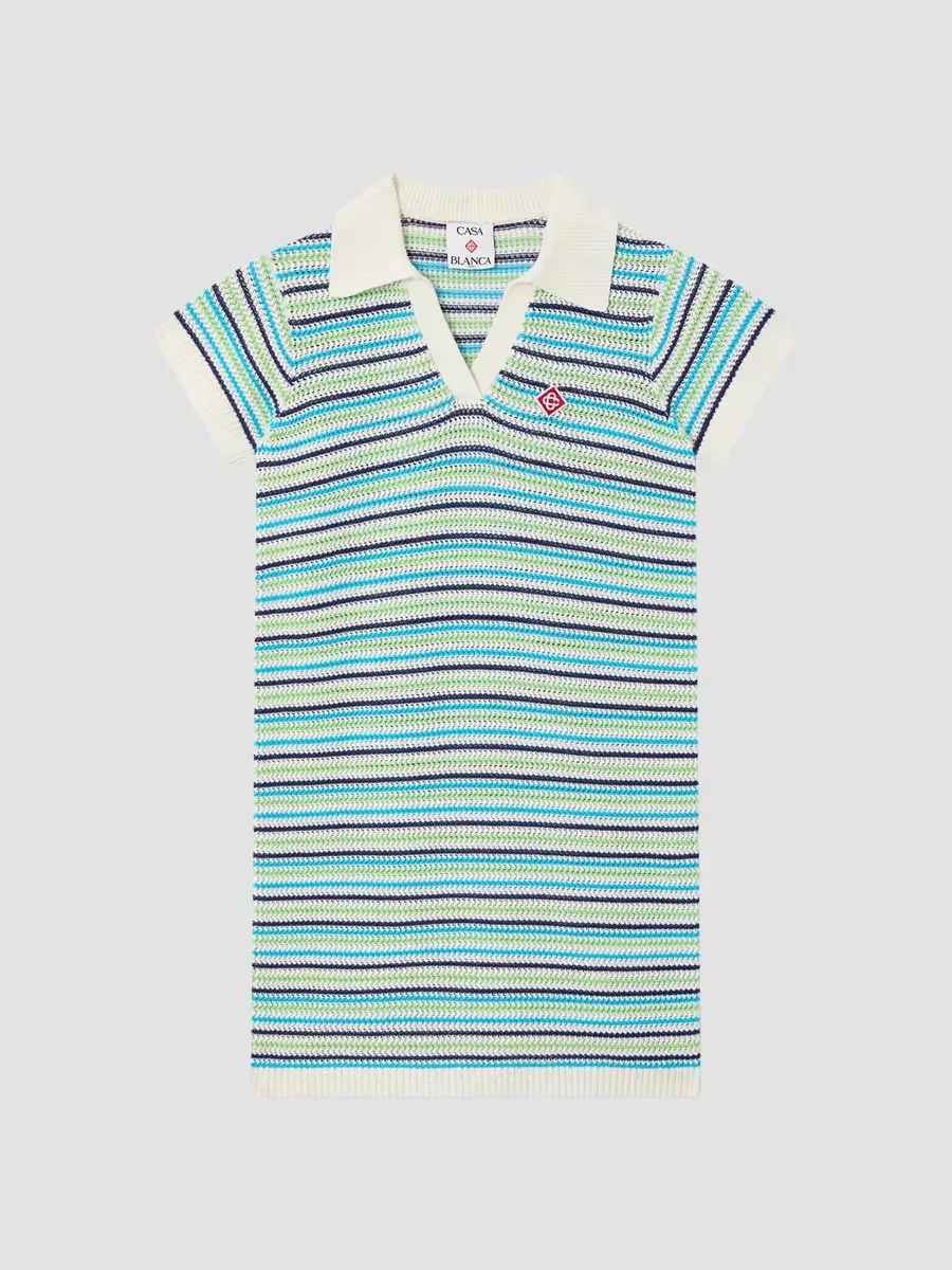Striped Knit Polo Shirtdress by Casablanca