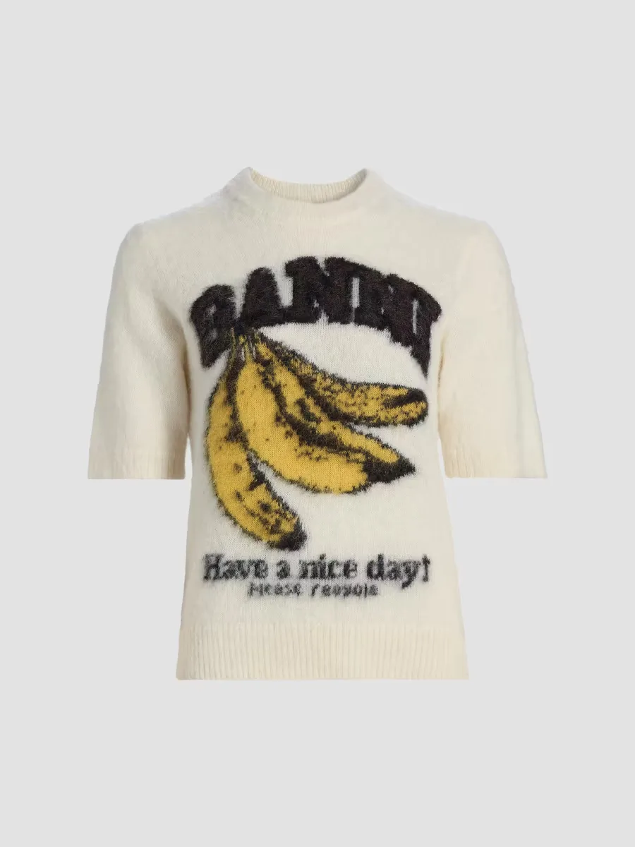 Brushed Alpaca Graphic T-Shirt by GANNI