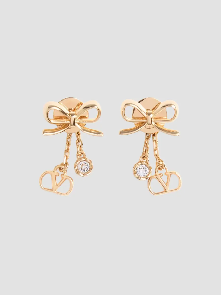 VLogo Floc Earrings in Metal and Swarovski Crystals by Valentino