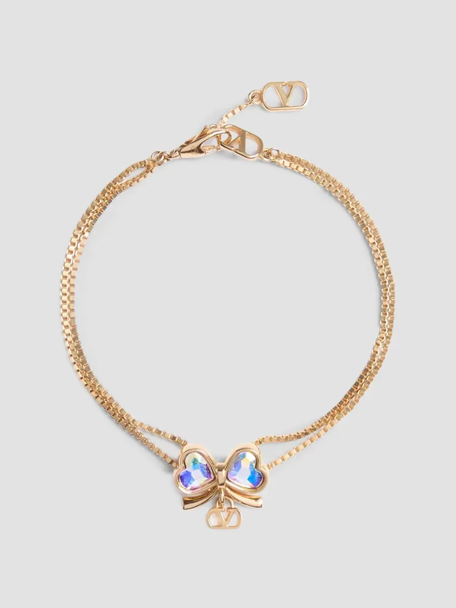 VLogo Floc Bracelet in Metal and Crystals by Valentino