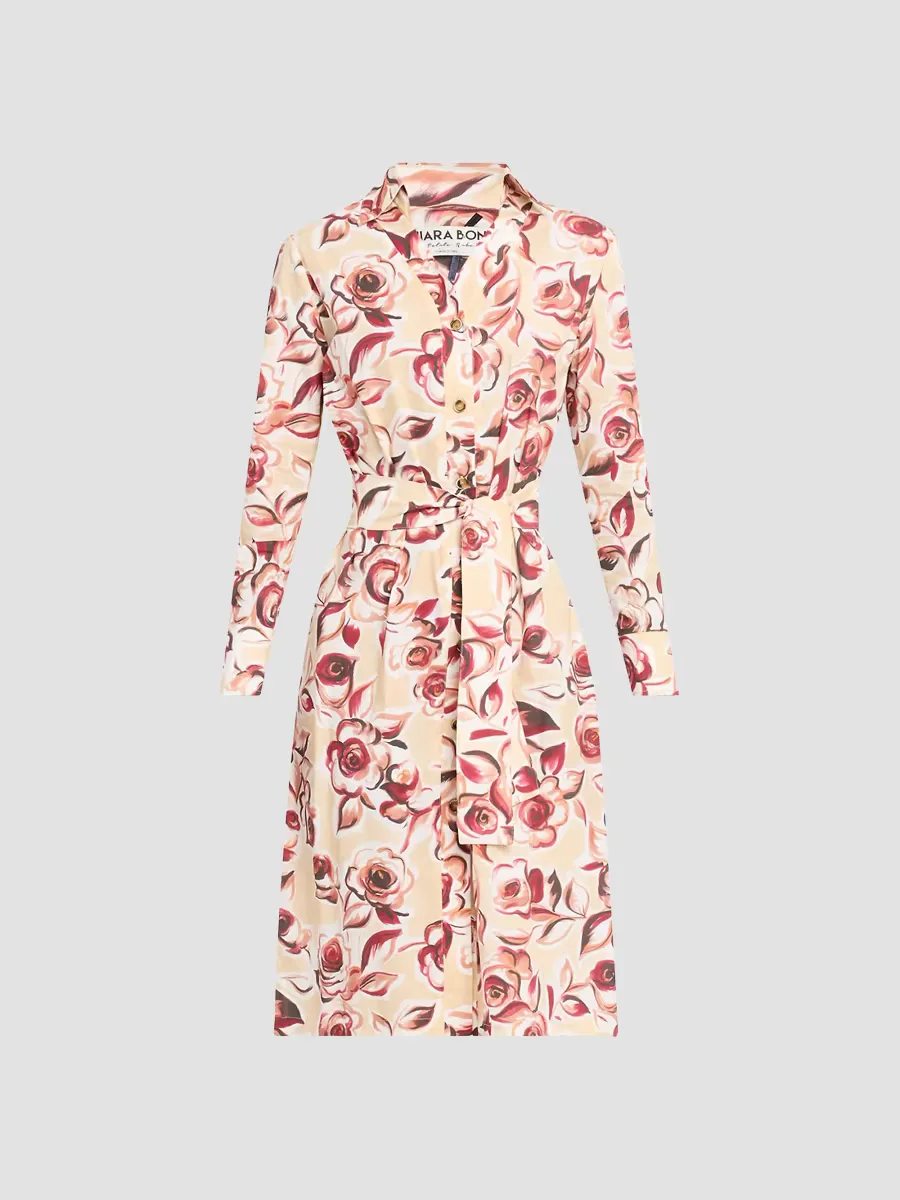 Belted Rose Midi-Shirtdress by Chiara Boni La Petite Robe