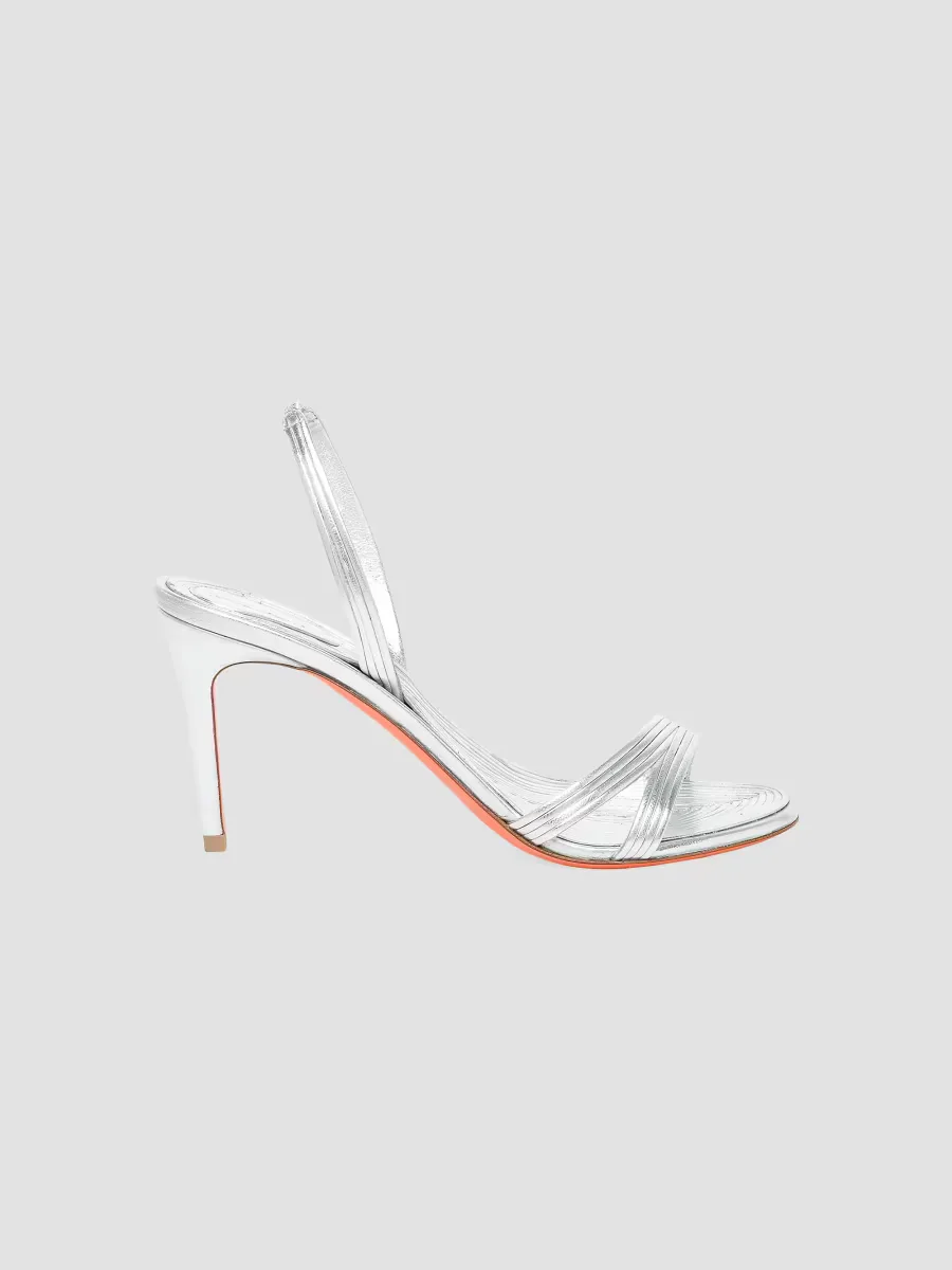 Serpenti 90MM Metallic Leather Slingback Sandals by Santoni