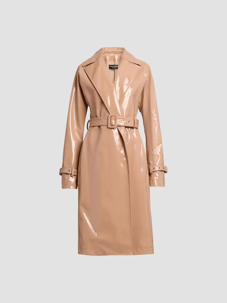 Glossy Belted Trench Coat by Dolce & Gabbana