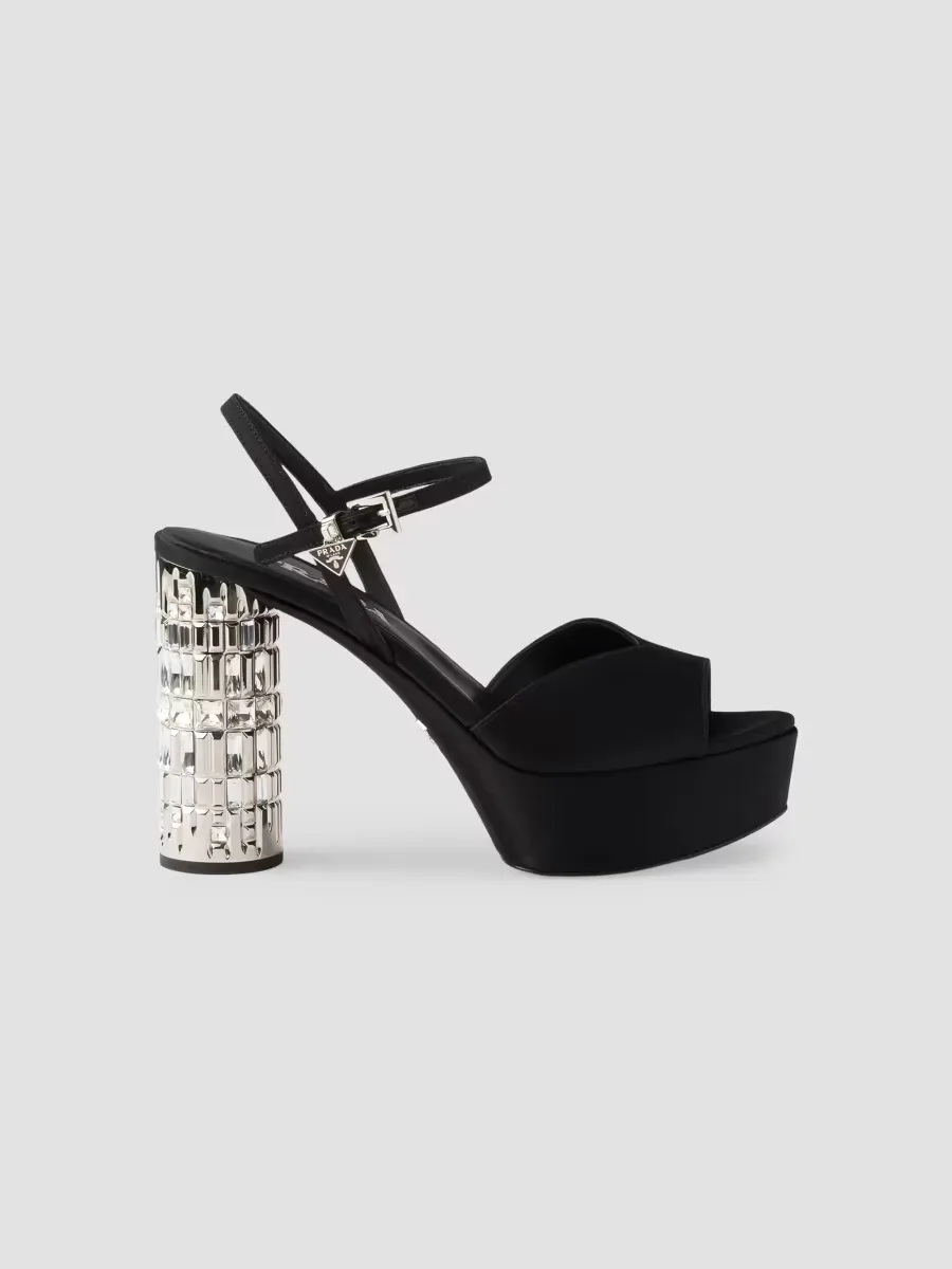 Satin Platform Sandals by Prada