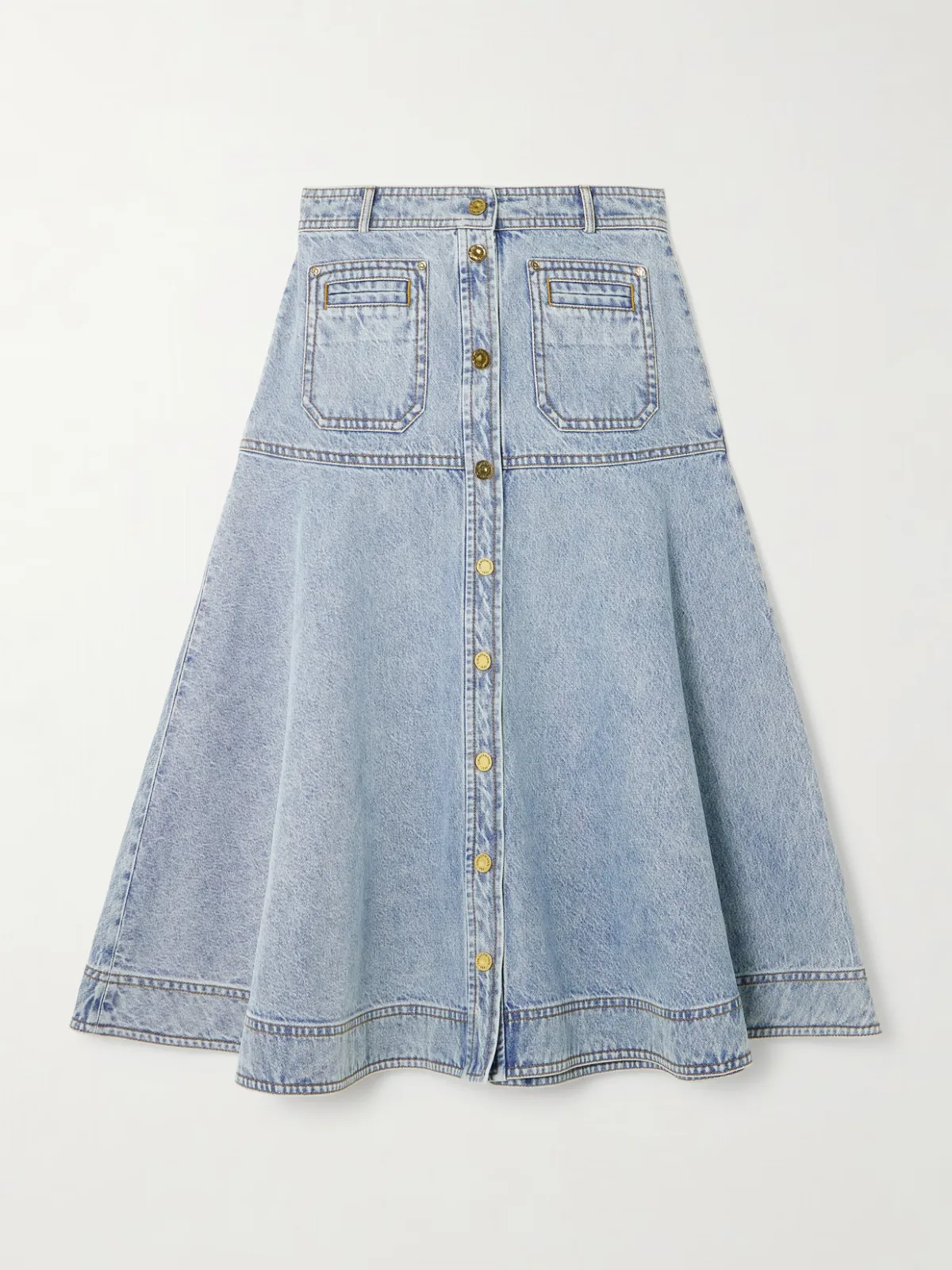 - Denim Midi Skirt -