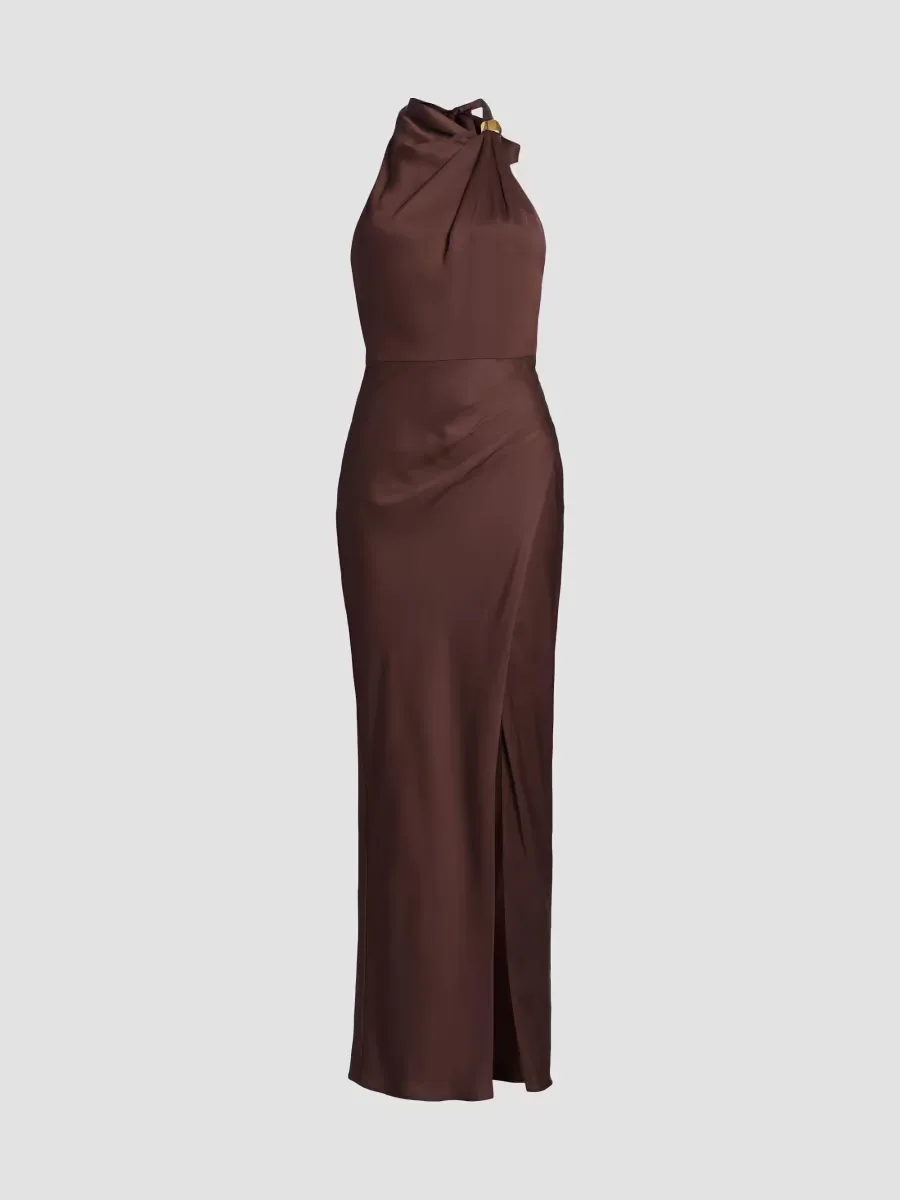 Galilea Embellished Draped Halter Gown by NICHOLAS
