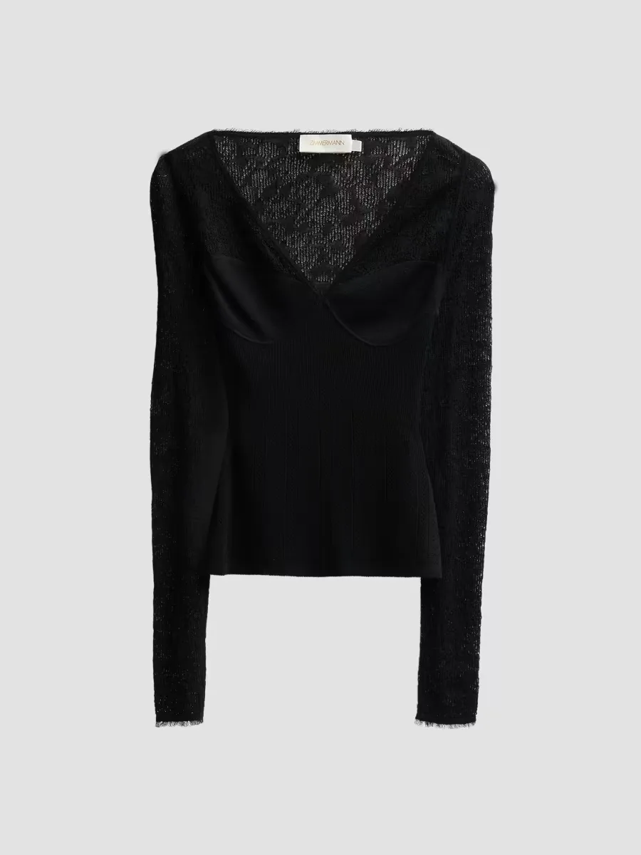 Pointelle Lace V-Neck Top by Zimmermann