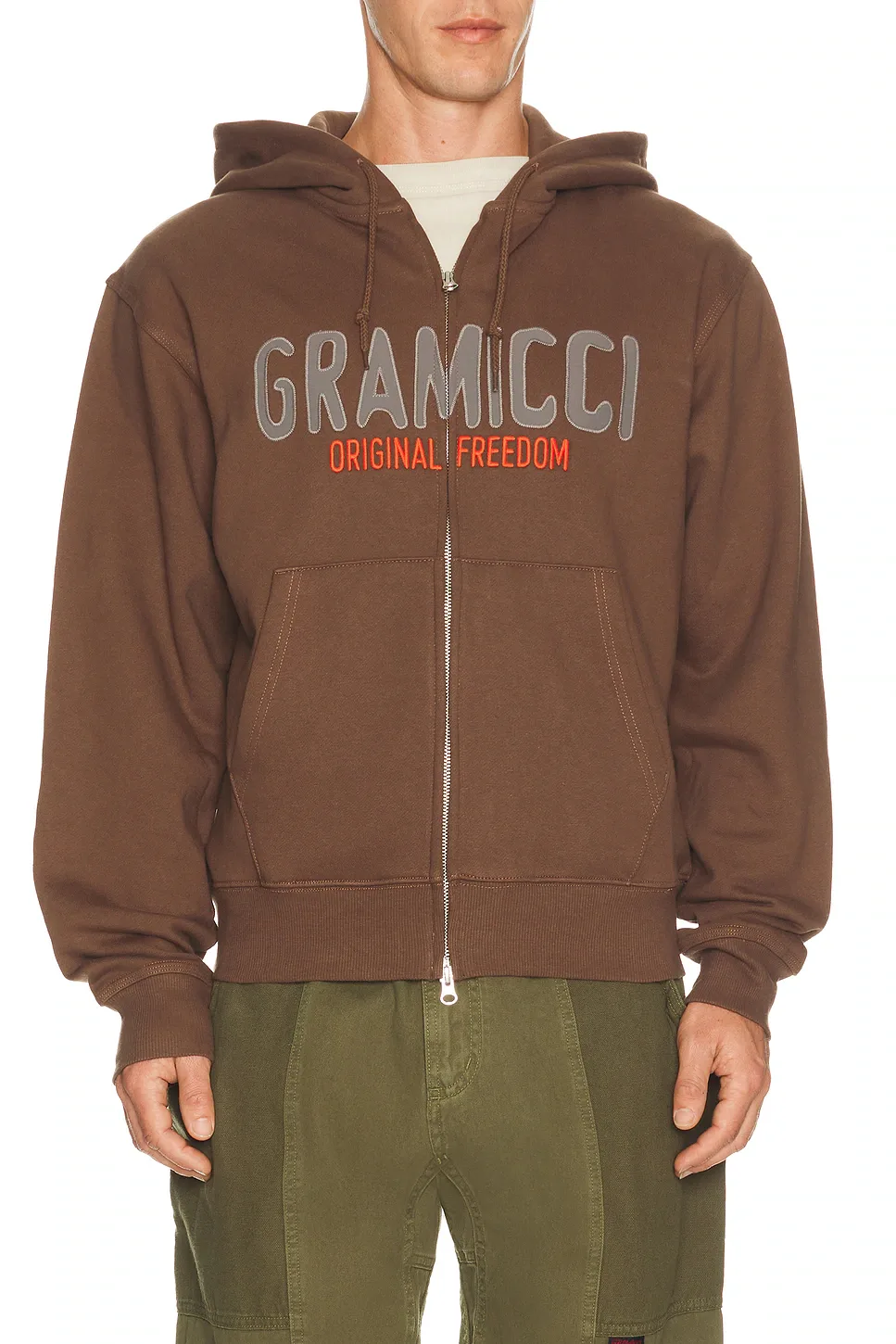 Spell Out Zip Hooded Sweatshirt by Gramicci