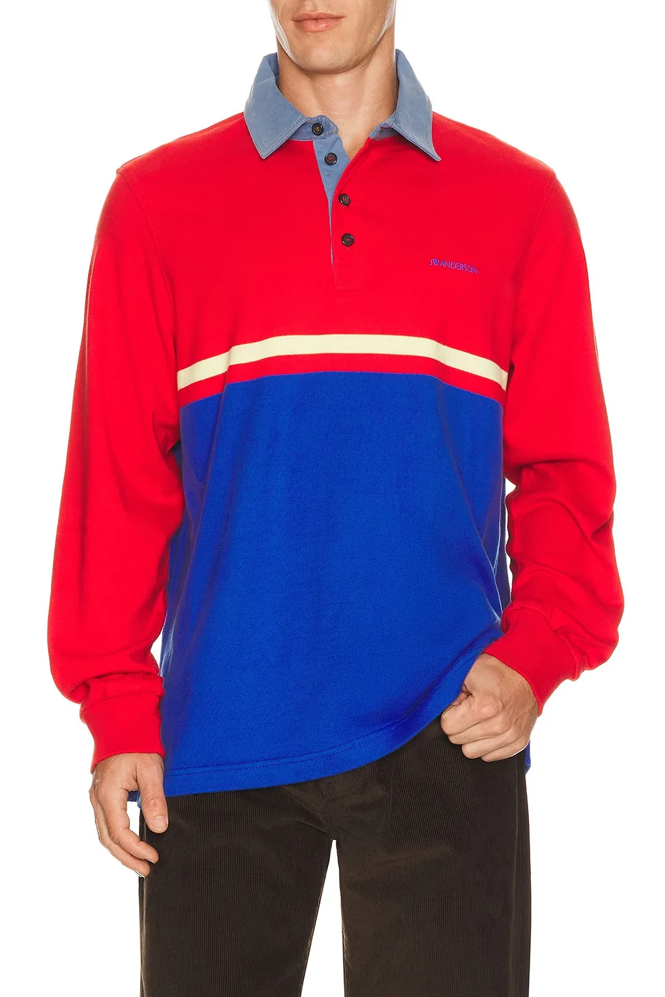 Contrast Collar Long Sleeve Polo by JW Anderson