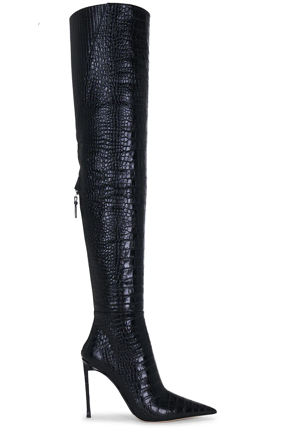 Shiny Stamped Croc Thigh High Boot by Tom Ford