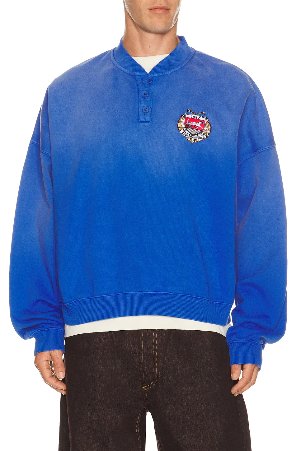 Crest Patch Henley Shirt by Siegelman Stable