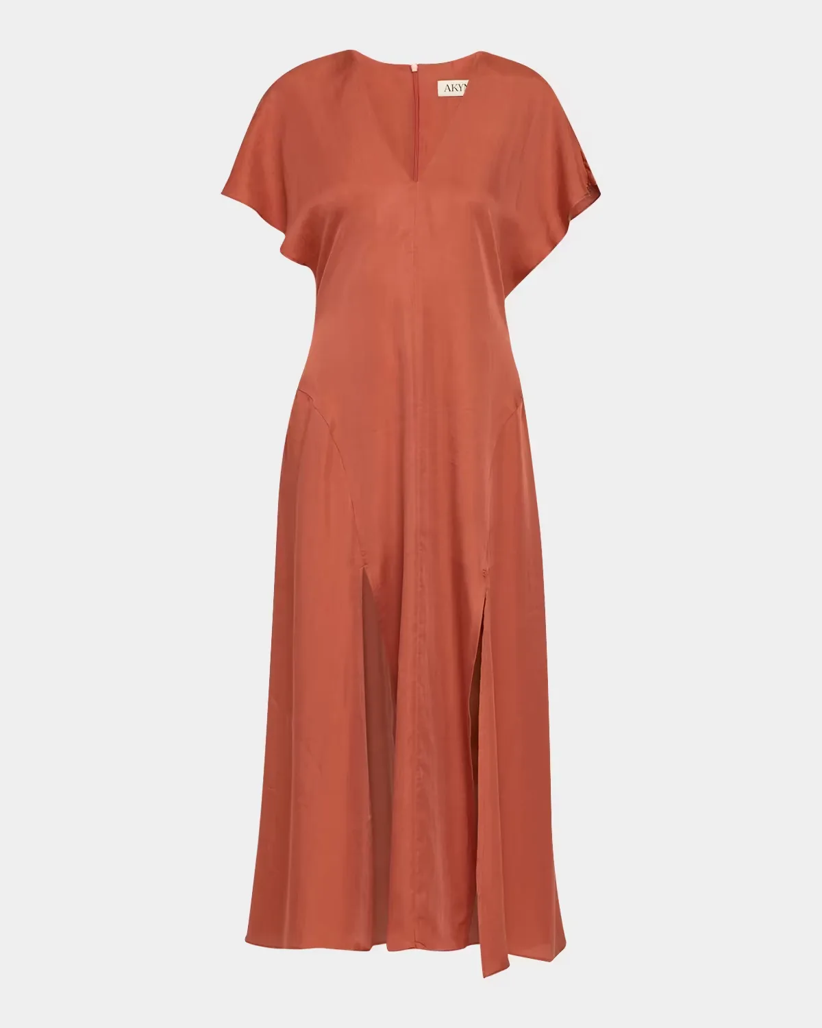 V-Neck Midi Dress with Front Slits by Akyn Studio