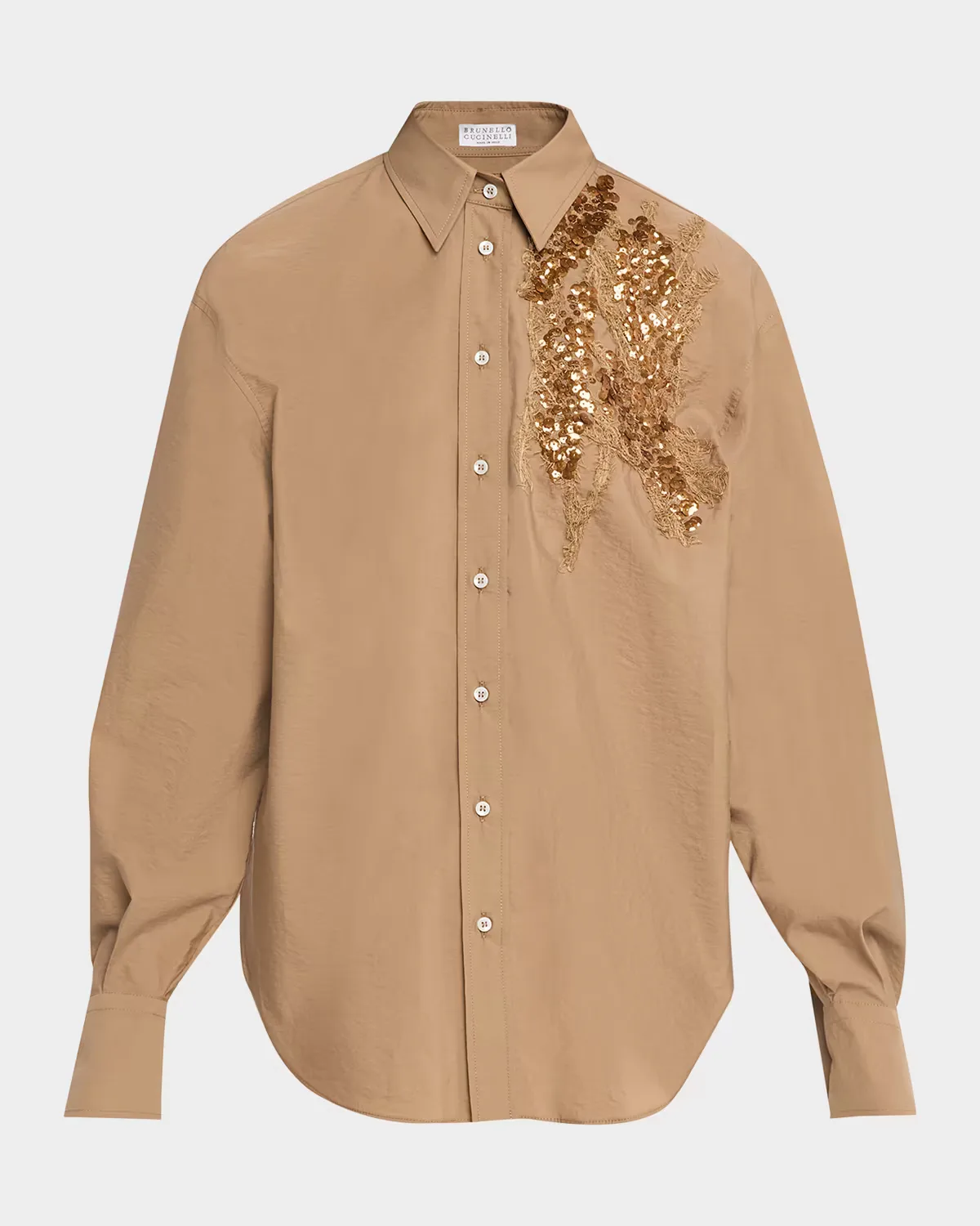 Halo Effect Embroidered Cotton-Blend Shirt