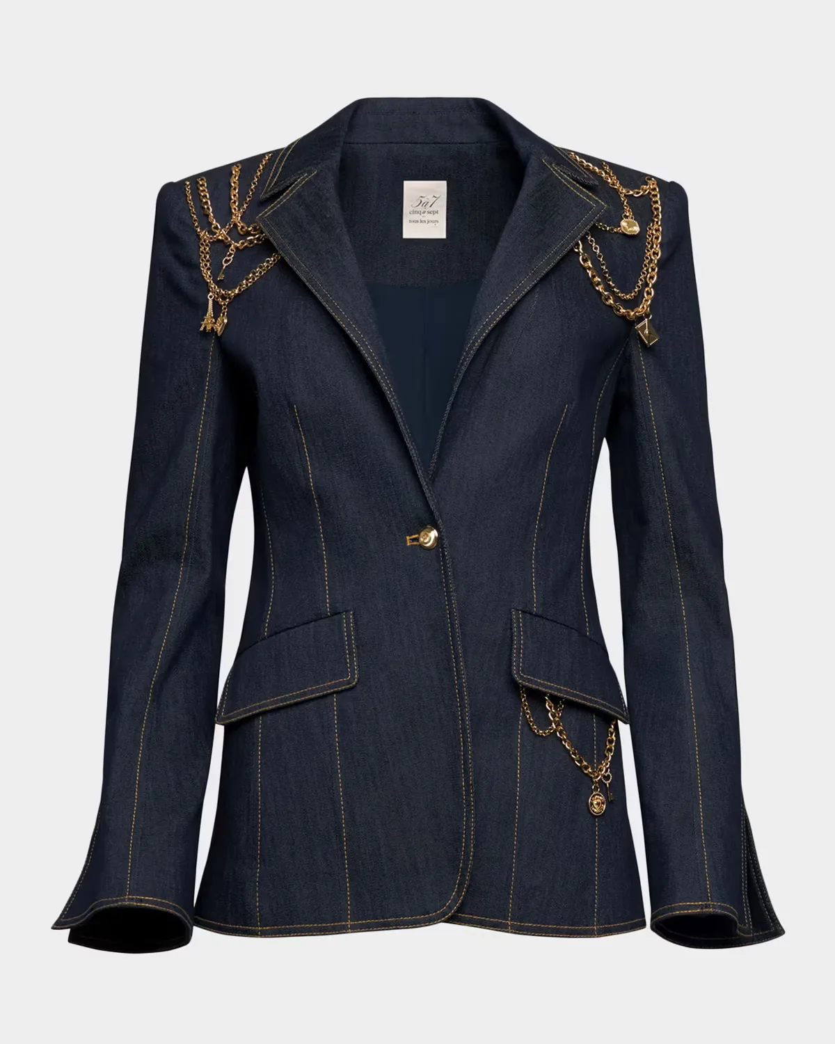 Love Token Danicka Embellished Denim Blazer by Cinq  Sept