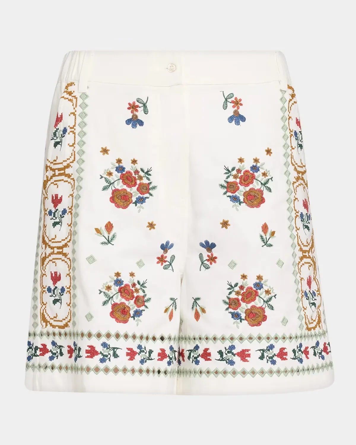 Wide-Leg Embroidered Cotton Twill Shorts by Max Mara