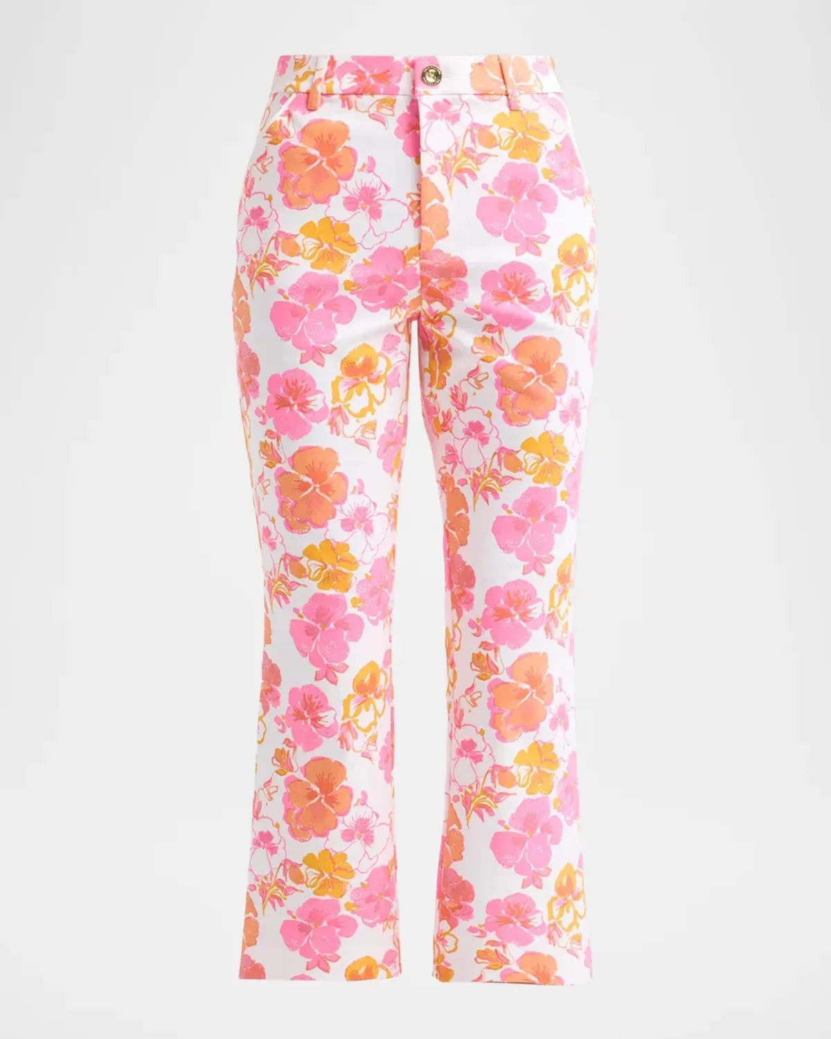 Carwyn Floral Flare-Leg Cropped Pants