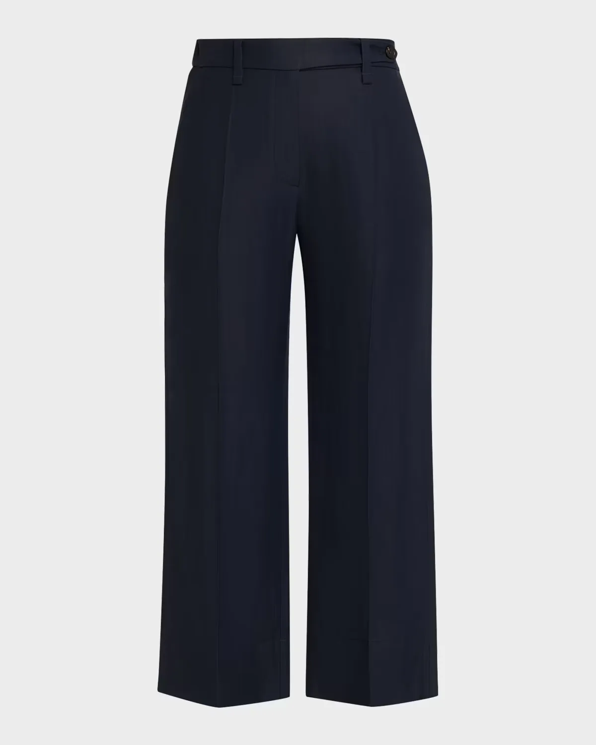 Linen Twill Wide-Leg Crop Cigarette Pants by Brunello Cucinelli