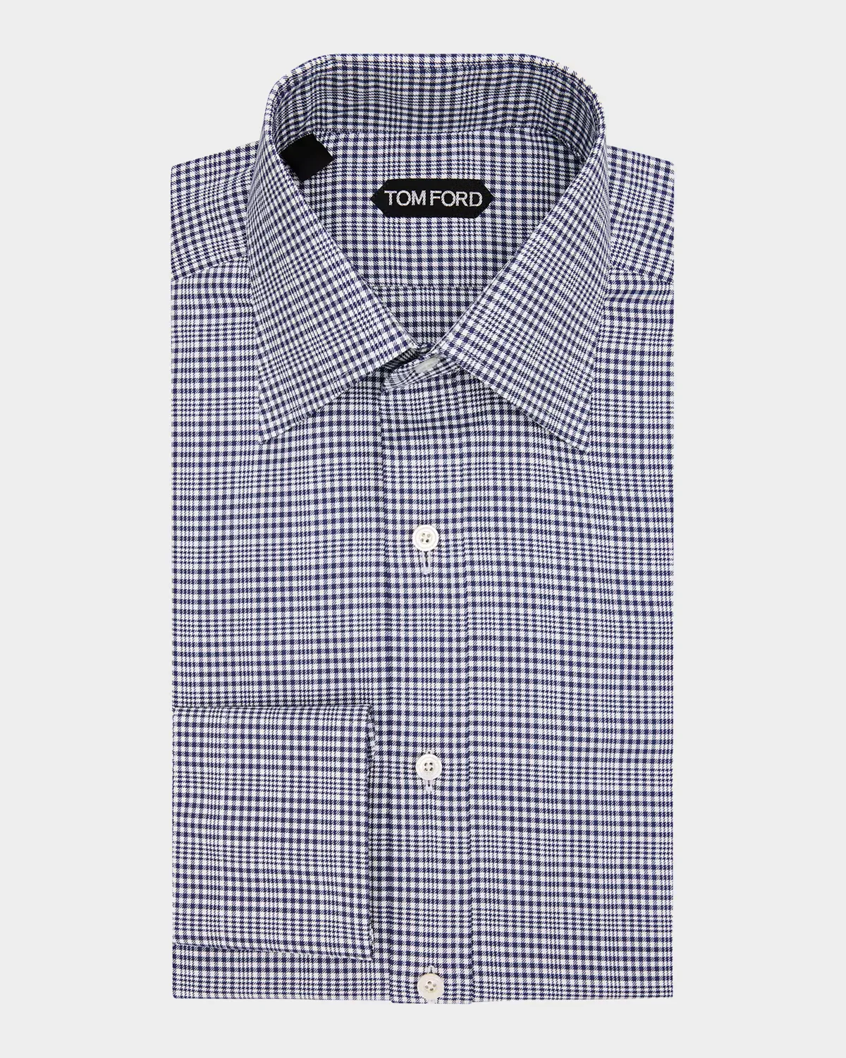 Multi-Check Cotton Dress Shirt by Tom Ford