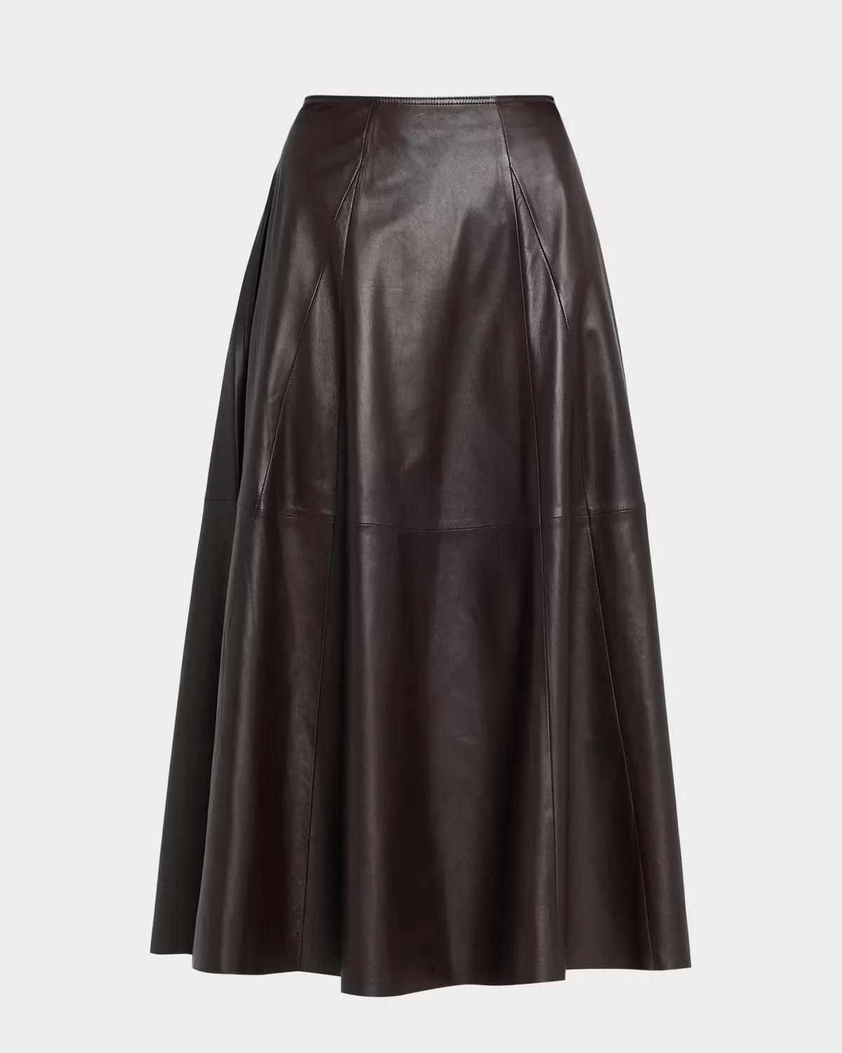 Eleni Leather A-Line Midi Skirt