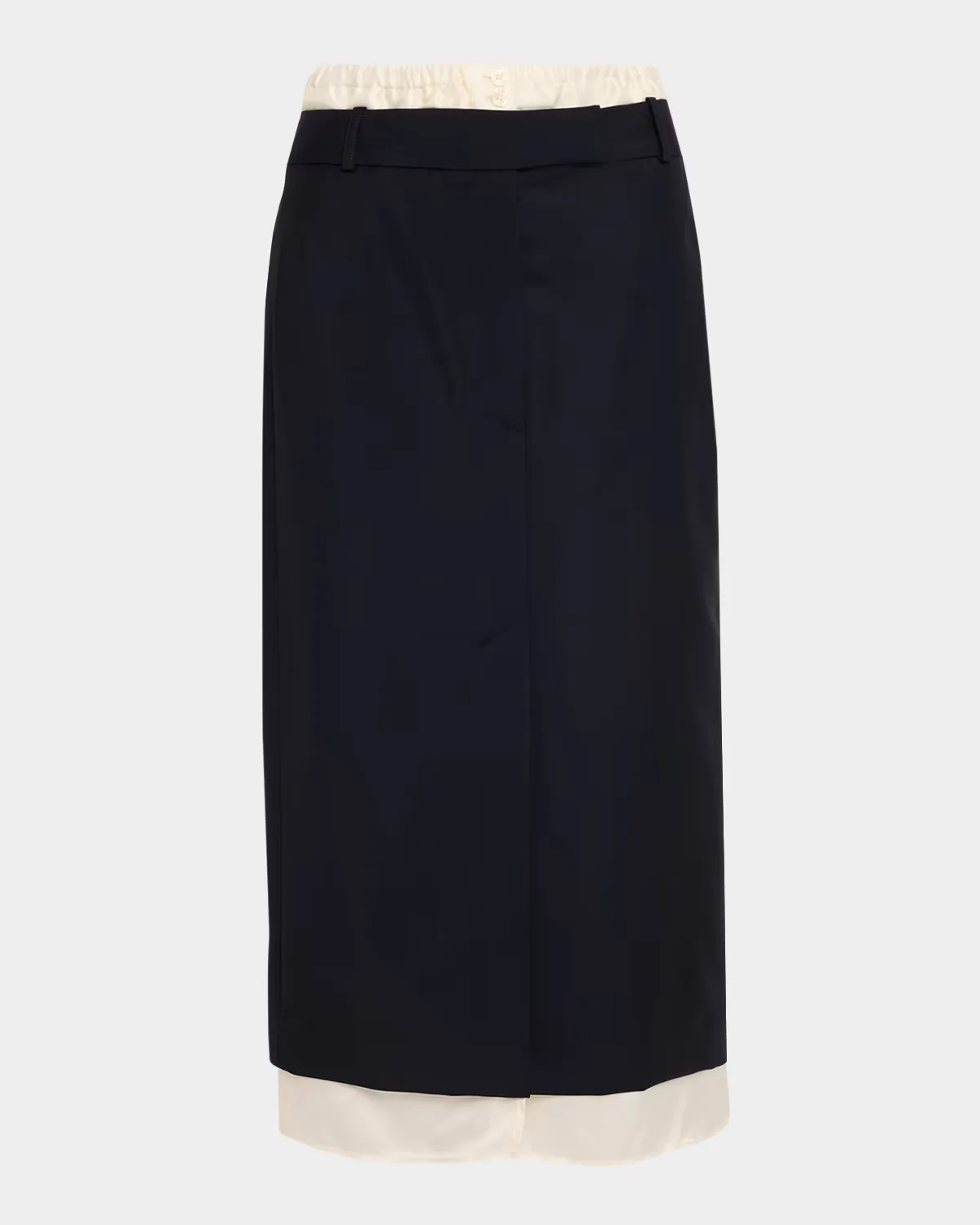 Boxer Detail Virgin Wool-Mohair Midi Skirt by Rhe